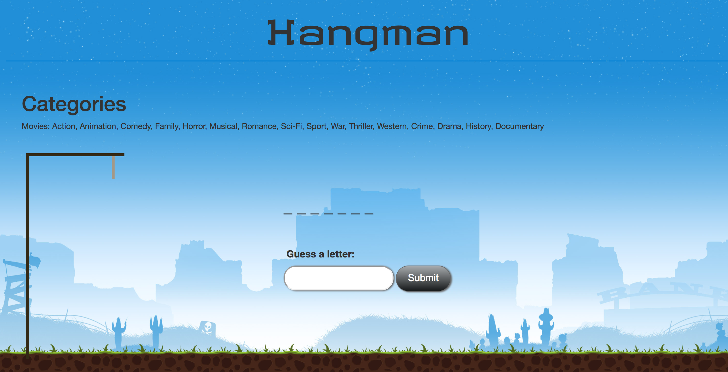 Hangman game screenshot